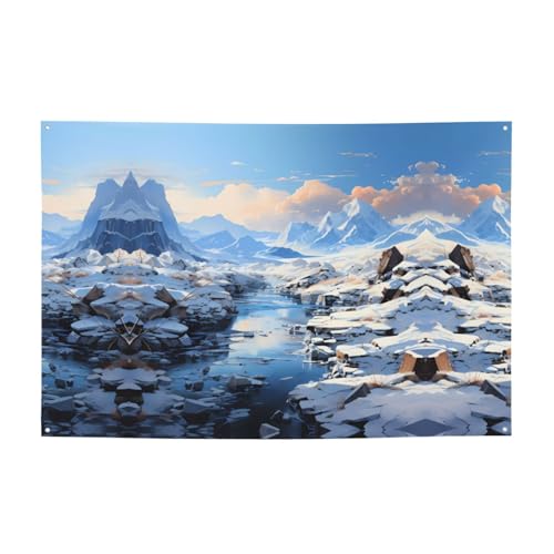 FDGBNM Party-Banner, schneebedeckte Berglandschaft, lebendig, 119,4 x 43,2 cm, UV-beständig, lichtbeständig, 4 Ösen, für den Innen- und Außenbereich FDGBNM Party-Banner, schneebedeckte Berglandschaft, lebendig, 119,4 x 43,2 cm, UV-beständig, lichtbeständig, 4 Ösen, für den Innen- und Außenbereich von fdgbnm