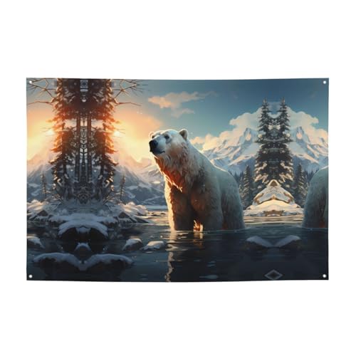 FDGBNM Party-Banner mit Eisbär im Winter, lebendig, 119,4 x 43,2 cm, UV-beständig, lichtbeständig, 4 Ösen, für den Innen- und Außenbereich geeignet. FDGBNM Party-Banner mit Eisbär im Winter, lebendig, 119,4 x 43,2 cm, UV-beständig, lichtbeständig, 4 Ösen, für den Innen- und Außenbereich geeignet. von fdgbnm