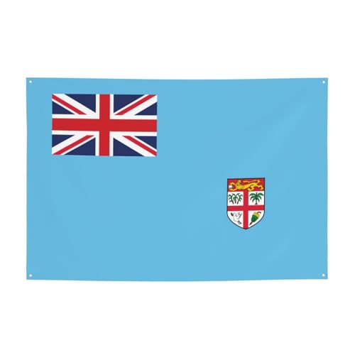 FDGBNM Party-Banner mit Fidschi-Flagge, 119,4 x 43,2 cm, UV-beständig, lichtbeständig, 4 Ösen, für den Innen- und Außenbereich geeignet. von fdgbnm