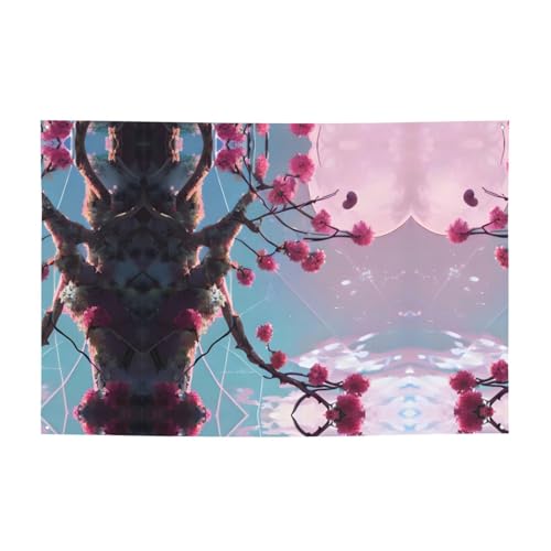 FDGBNM Party-Banner mit kleinen rosa Blumen, 119,4 x 43,2 cm, UV-beständig, lichtbeständig, 4 Ösen, für den Innen- und Außenbereich geeignet. von fdgbnm