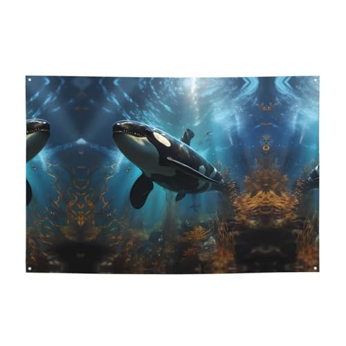 FDGBNM Riesige Killerwale lebendiges Party-Banner, 119,4 x 43,2 cm, UV-beständig, lichtbeständig, 4 Ösen, für den Innen- und Außenbereich geeignet. FDGBNM Riesige Killerwale lebendiges Party-Banner, 119,4 x 43,2 cm, UV-beständig, lichtbeständig, 4 Ösen, für den Innen- und Außenbereich geeignet. von fdgbnm