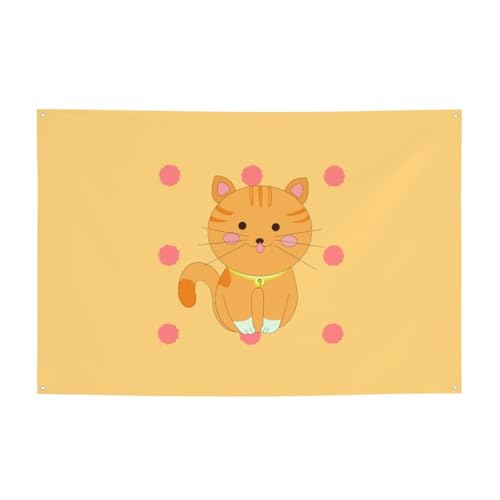 FDGBNM Süßes Cartoon-Kätzchen-Party-Banner, 119,4 x 43,2 cm, UV-beständig, lichtbeständig, 4 Ösen, für den Innen- und Außenbereich geeignet. von fdgbnm