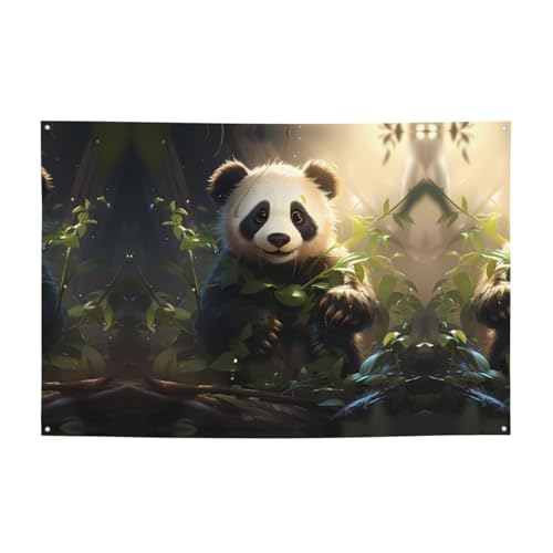 FDGBNM Süßes Panda-Pflanzen-Party-Banner, 119,4 x 43,2 cm, UV-beständig, lichtbeständig, 4 Ösen, für den Innen- und Außenbereich von fdgbnm