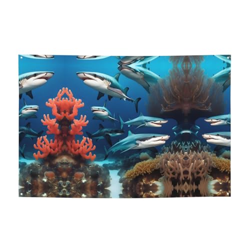 FDGBNM U-Boot-Hai-Korallen-Party-Banner, 119,4 x 43,2 cm, UV-beständig, lichtbeständig, 4 Ösen, für den Innen- und Außenbereich geeignet. FDGBNM U-Boot-Hai-Korallen-Party-Banner, 119,4 x 43,2 cm, UV-beständig, lichtbeständig, 4 Ösen, für den Innen- und Außenbereich geeignet. von fdgbnm