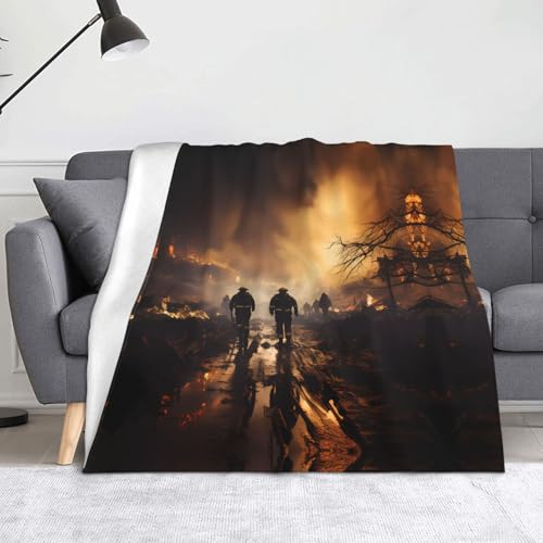 Feuerwehrleute gegen Feuer Decke Super weiche Flanell-Fleecedecke 152,4 x 127 cm, 100 % Polyester, warme Decke für Couch, Camping und Geschenke. von fdgbnm