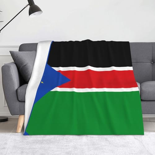 Flagge Südsudan Decke, superweiche Flanell-Fleecedecke, 152,4 x 127 cm, 100 % Polyester, warme Decke für Couch, Camping und Geschenke. von fdgbnm