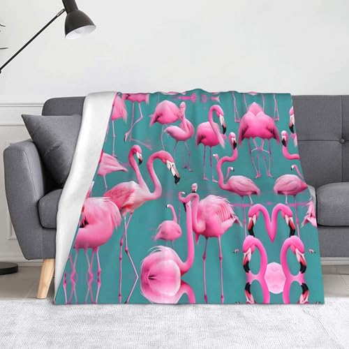 Flamingo-Decke aus superweichem Flanell-Fleece, 152,4 x 127 cm, 100 % Polyester, warme Decke für Couch, Camping und Geschenke. von fdgbnm