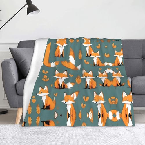 Gelbe Fuchs-Decke, superweiche Flanell-Fleecedecke, 152,4 x 127 cm, 100 % Polyester, warme Decke für Couch, Camping und Geschenke. von fdgbnm