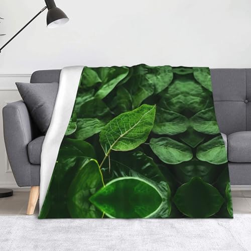 Green Leaf Nature Blanket Superweiche Flanell-Fleecedecke 152,4 x 127 cm, 100 % Polyester, warme Decke für Couch, Camping und Geschenke von fdgbnm