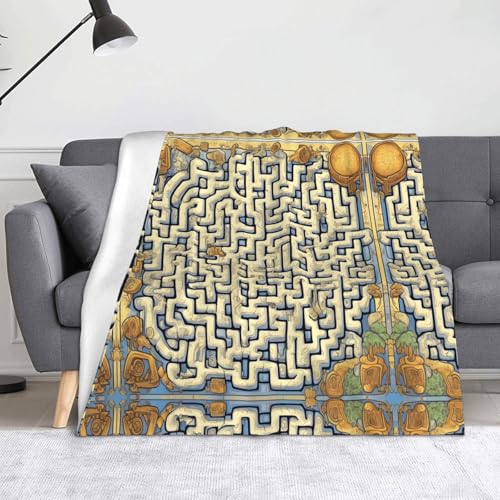 Labyrinth Schatzkarte Decke Super weiche Flanell-Fleecedecke 152,4 x 127 cm, 100% Polyester, warme Decke für Couch, Camping und Geschenke von fdgbnm
