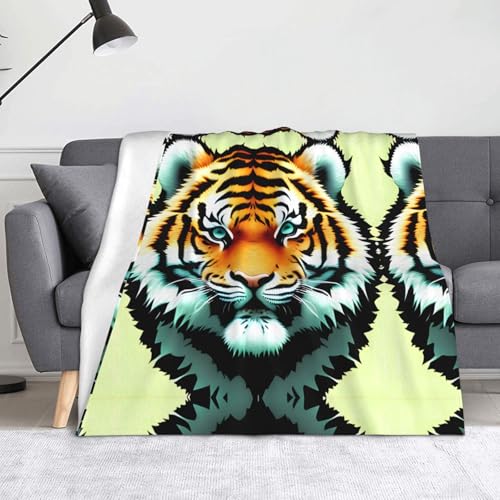 Little Fat Tiger Head Blanket Super weiche Flanell-Fleecedecke 152,4 x 127 cm, 100 % Polyester, warme Decke für Couch, Camping und Geschenke. von fdgbnm