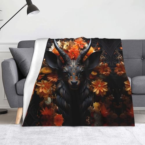 Schwarze Antilope mit Blumen Decke Super weiche Flanell-Fleecedecke 152,4 x 127 cm, 100 % Polyester, warme Decke für Couch, Camping und Geschenke. Schwarze Antilope mit Blumen Decke Super weiche Flanell-Fleecedecke 152,4 x 127 cm, 100 % Polyester, warme Decke für Couch, Camping und Geschenke. von fdgbnm