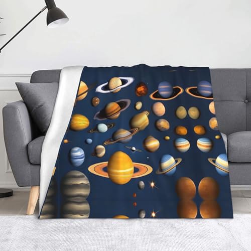 Sonnensystem Planeten Decke Super weiche Flanell-Fleecedecke 152,4 x 127 cm, 100% Polyester, warme Decke für Couch, Camping und Geschenke. von fdgbnm