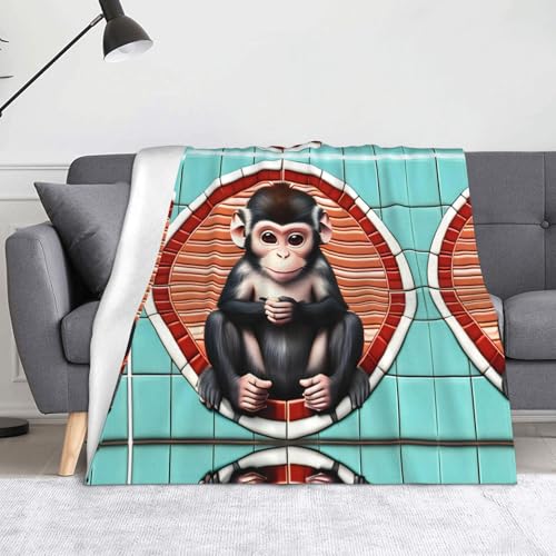 The Silent Monkey Blanket Superweiche Flanell-Fleecedecke 152,4 x 127 cm, 100 % Polyester, warme Decke für Couch, Camping und Geschenke. von fdgbnm