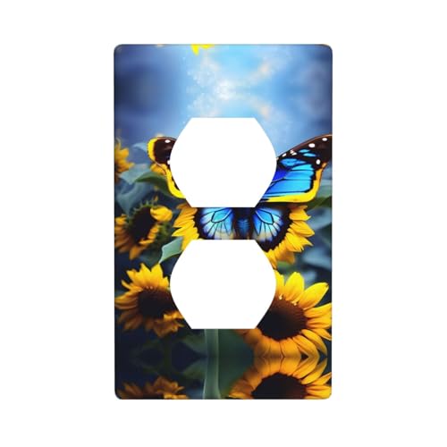 Wandplatte mit Sonnenblumen-Motiv und blauem Schmetterling, PC-Material schlagfest, britischer Standard, hitzebeständig, für Wohn- und Gewerbe von fdgbnm