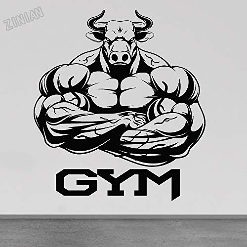 fdgdfgd Gym Logo Vinyl Wandtattoo Stier Muskel Muskelaufbau Fitnessraum Wandaufkleber Wohnzimmer Art Deco von fdgdfgd