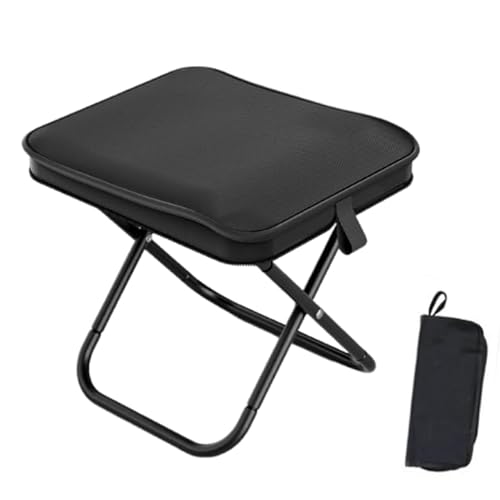 fdsmall Camping Hocker Kleiner tragbarer Mini Stuhl klappbarer Leichter Reisesitz tragbarer Tasche Handtasche Hocker für Wandern Wandern Angeln Picknick Grill (Black) von fdsmall