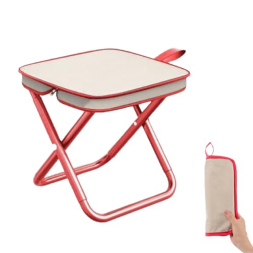 fdsmall Camping Hocker Kleiner tragbarer Mini Stuhl klappbarer Leichter Reisesitz tragbarer Tasche Handtasche Hocker für Wandern Wandern Angeln Picknick Grill (Red) von fdsmall