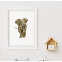 Elefant Handgemaltes Aquarell Bild Druck A4 A5 Portrait Kinderzimmer Kunst Elefant Handgemaltes Aquarell Bild Druck A4 A5 Portrait Kinderzimmer Kunst von featherdotink