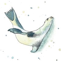 Seelöwe Seehund Handgemalt Aquarell Malerei Druck A4 A5 Portrait Kinderzimmer Kunst von featherdotink