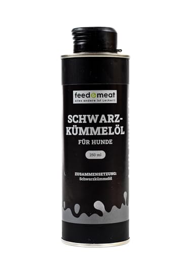 feed&meat Schwarzkümmelöl für Hunde & Katzen 250ml – Barf-Öl, natürliche Unterstützung bei Allergien & Zecken, glänzendes Fell von feed&meat