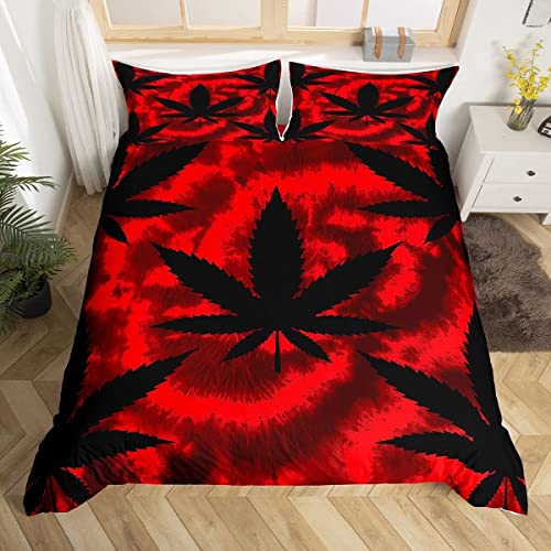 Cannabisblätter Bettwäsche-Set Roter schwarzer Krawattenfarbstoff Vintage Hohemia Bettwäsche Set 135x200cm Marihuana Weed Leaf Betten Set für Kinder Teenager 2St.Reißverschluss Mikrofaser Cannabisblätter Bettwäsche-Set Roter schwarzer Krawattenfarbstoff Vintage Hohemia Bettwäsche Set 135x200cm Marihuana Weed Leaf Betten Set für Kinder Teenager 2St.Reißverschluss Mikrofaser von feelingyou
