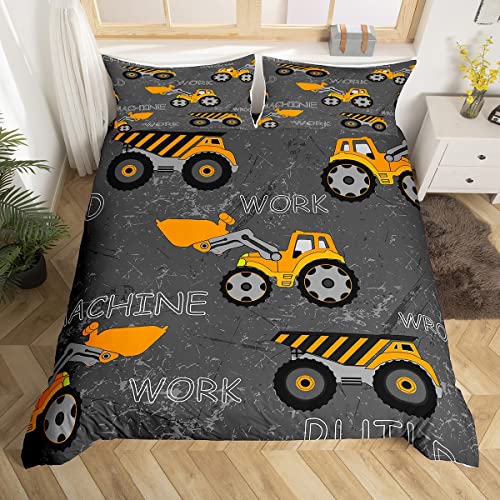 Cartoon Cars Kids Duvet Cover Set 135x200cm,Construction Site Vehicles Bedding Set,Boys Girls Adults Room Decor,Machine Excavator Truck Comforter Cover,Black Grey Fashion Quilt Cover,1 Pillowcase von feelingyou