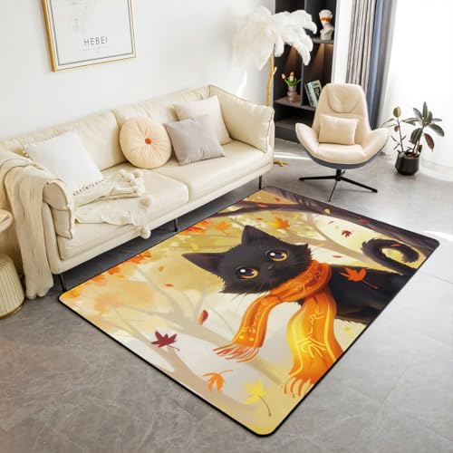 Cartoon Katze Bereich Teppich Orange Ahorn Blätter Herbst Bäume Rutschfester Teppich für Kinder Jungen niedliche Kitty Tier Dekor Indoor Bodenmatte für Schlafzimmer Couch 150x200cm Cartoon Katze Bereich Teppich Orange Ahorn Blätter Herbst Bäume Rutschfester Teppich für Kinder Jungen niedliche Kitty Tier Dekor Indoor Bodenmatte für Schlafzimmer Couch 150x200cm von feelingyou