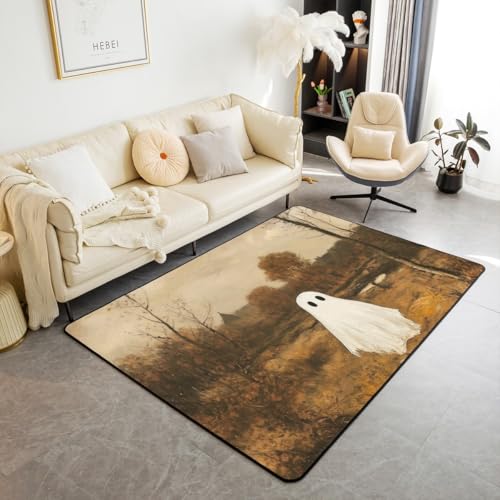 Lustiger Geist Waschbar Bereich Teppich Natürliche Landschaft Bereich Teppiche für, Bauernhaus Rustikale Indoor Boden Teppich für Kinder Land Halloween Rutschfeste weiche Teppiche, 150x200cm von feelingyou