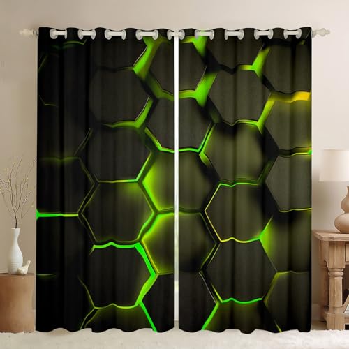 feelingyou 3D Wabenvorhang für Schlafzimmer, geometrischer Hexagon Grün Gelb Neon Licht Fenster Vorhang für Mädchen Teens, Moderne abstrakte Kunst Geometrie Mikrofaser Fenster Behandlung, XL Größe feelingyou 3D Wabenvorhang für Schlafzimmer, geometrischer Hexagon Grün Gelb Neon Licht Fenster Vorhang für Mädchen Teens, Moderne abstrakte Kunst Geometrie Mikrofaser Fenster Behandlung, XL Größe von feelingyou