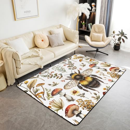 feelingyou Bee Kids Area Teppich,Pilz Blumen Blätter Indoor Fußbodenmatte Eingangsteppich für Mädchen Jungen,Natürliche Pflanze Tier Rutschschutz Teppich,Grün Gelbe Couch Wohnzimmer Dekor,150x200cm feelingyou Bee Kids Area Teppich,Pilz Blumen Blätter Indoor Fußbodenmatte Eingangsteppich für Mädchen Jungen,Natürliche Pflanze Tier Rutschschutz Teppich,Grün Gelbe Couch Wohnzimmer Dekor,150x200cm von feelingyou