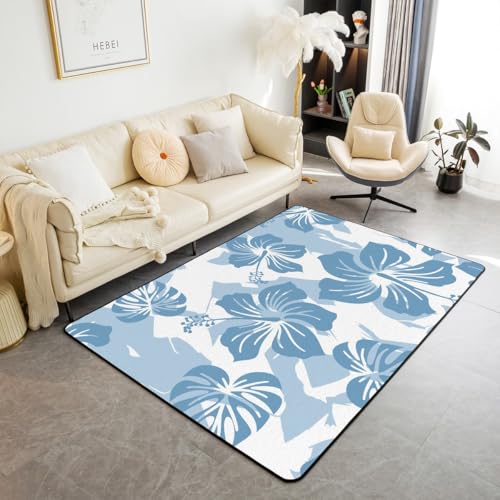 feelingyou Blaue Blumen Bereich Teppich Palm Blätter Tropische Pflanzen Nicht vergießen Teppich für Kinder botanisches Blatt Floral Dekor Rutschfester Teppich für Wohnzimmer Büro 150x200cm feelingyou Blaue Blumen Bereich Teppich Palm Blätter Tropische Pflanzen Nicht vergießen Teppich für Kinder botanisches Blatt Floral Dekor Rutschfester Teppich für Wohnzimmer Büro 150x200cm von feelingyou