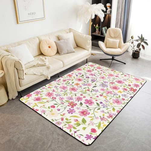 feelingyou Blumen Kinder Bereich Teppich,Botanische Blumen Romantische Indoor Fußbodenmatte Eingangsteppich für,Blätter Pflanze Mode Rutschschutz Teppich,Gelb Rosa Couch Wohnzimmer Dekor,150x200cm feelingyou Blumen Kinder Bereich Teppich,Botanische Blumen Romantische Indoor Fußbodenmatte Eingangsteppich für,Blätter Pflanze Mode Rutschschutz Teppich,Gelb Rosa Couch Wohnzimmer Dekor,150x200cm von feelingyou