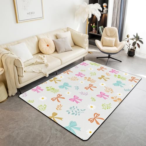 feelingyou Bowknot Kids Area Teppich, Daisy Blume Blätter Pflanze Indoor Fußbodenmatte Eingangsteppich für, Floral Mode Träumige Rutschschutz Teppich, Bunte & graue Couch Wohnzimmer Dekor, 150x200cm feelingyou Bowknot Kids Area Teppich, Daisy Blume Blätter Pflanze Indoor Fußbodenmatte Eingangsteppich für, Floral Mode Träumige Rutschschutz Teppich, Bunte & graue Couch Wohnzimmer Dekor, 150x200cm von feelingyou