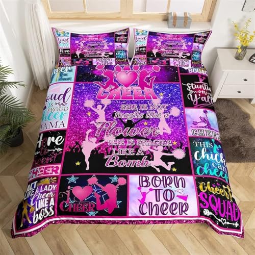 feelingyou Cheerleader Bettwäsche-Set, Mädchen tanzen lila, 200x200cm, 3St. Reißverschluss Mikrofaser feelingyou Cheerleader Bettwäsche-Set, Mädchen tanzen lila, 200x200cm, 3St. Reißverschluss Mikrofaser von feelingyou