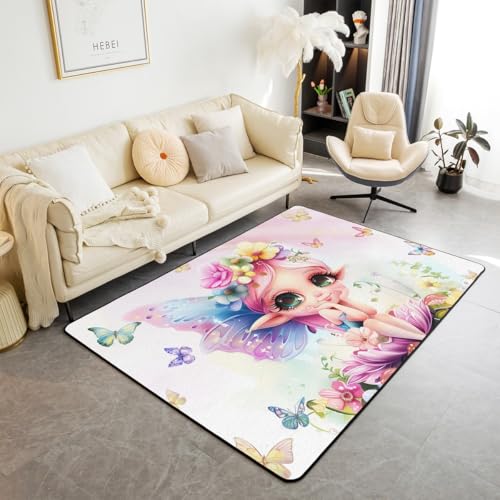 feelingyou Cute Fairy Girl Area Teppich 150x200cm Bunte Schmetterling Träumige Blumen Rutschfester Teppich für Kinder Cartoon Dschungelpflanzen Träumige Prinzessin Indoor Bodenmatte für Party Couch feelingyou Cute Fairy Girl Area Teppich 150x200cm Bunte Schmetterling Träumige Blumen Rutschfester Teppich für Kinder Cartoon Dschungelpflanzen Träumige Prinzessin Indoor Bodenmatte für Party Couch von feelingyou