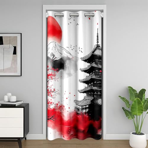 feelingyou Japanischer Stil Tür Vorhang für Jugend,Traditionelles Gebäude Schwarze Hand zeichnen Schrank Tür Vorhang 106x203cm,Rote Sonnenbäume Natur Berg für Trennung Privatsphäre Schattierung Dekor feelingyou Japanischer Stil Tür Vorhang für Jugend,Traditionelles Gebäude Schwarze Hand zeichnen Schrank Tür Vorhang 106x203cm,Rote Sonnenbäume Natur Berg für Trennung Privatsphäre Schattierung Dekor von feelingyou