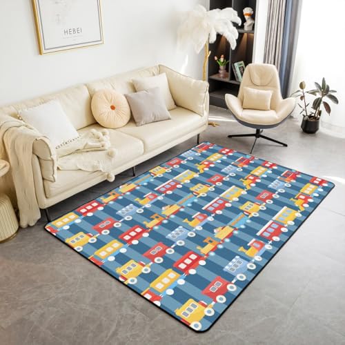 feelingyou Kinder Zug Bereich Teppich Cartoon Rot Blau Gelb Züge Rutschfester Teppich für Jungen Blaue Geometrische Linien Streifen Indoor Bodenmatte für Schlafsofa Büro 100x150cm feelingyou Kinder Zug Bereich Teppich Cartoon Rot Blau Gelb Züge Rutschfester Teppich für Jungen Blaue Geometrische Linien Streifen Indoor Bodenmatte für Schlafsofa Büro 100x150cm von feelingyou