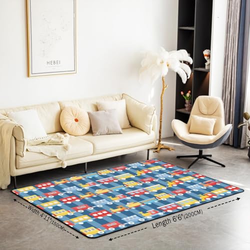 feelingyou Kinder Zug Bereich Teppich Cartoon Rot Blau Gelb Züge Rutschfester Teppich für Jungen Blaue Geometrische Linien Streifen Indoor Bodenmatte für Schlafsofa Büro 150x200cm feelingyou Kinder Zug Bereich Teppich Cartoon Rot Blau Gelb Züge Rutschfester Teppich für Jungen Blaue Geometrische Linien Streifen Indoor Bodenmatte für Schlafsofa Büro 150x200cm von feelingyou