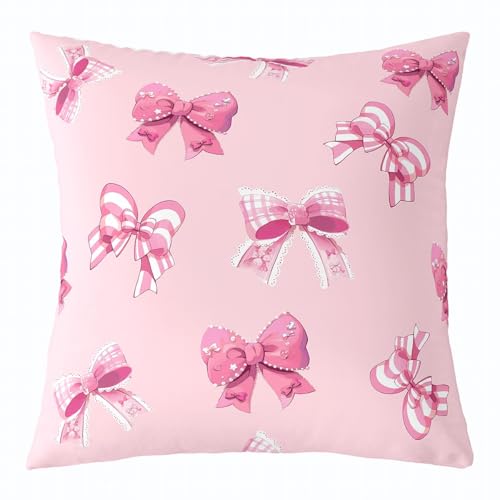 feelingyou Mädchen Pink Bowknot Kissen Abdeckung Cartoon Aquarell Bow Krawatte Kissen Abdeckung für Kinder Mädchen Bogen Prinzessin Stil Kissenhülle für Auto Hauswärme Sofa 40x40cm von feelingyou