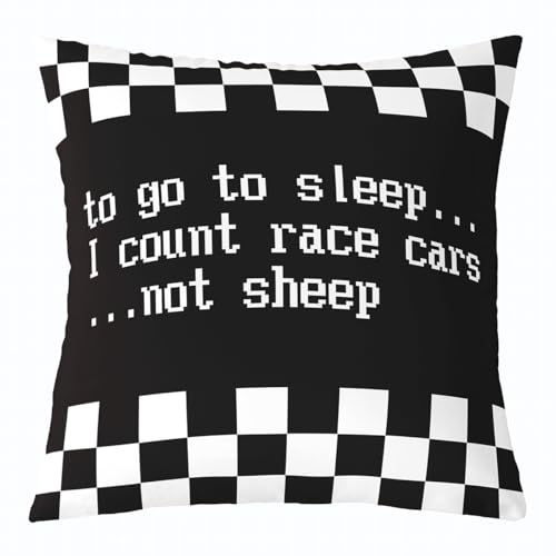 feelingyou Renntema Kissen Abdeckung 55x55cm schwarz weiß geometrische Plaid Schachbrett Kissen Abdeckung für Kinder Formel Rennen Extreme Sports Kissenhülle für Auto Couch Bett von feelingyou