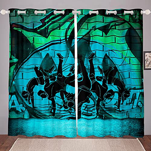 feelingyou Teens Street Dance Fenstervorhang 175x140cm Modetänzer Handstand Vorhänge für Kinder Jungen Mädchen Gedrucktes Graffiti-Wandblau Gardine 2er-Set Fenster Vorhänge feelingyou Teens Street Dance Fenstervorhang 175x140cm Modetänzer Handstand Vorhänge für Kinder Jungen Mädchen Gedrucktes Graffiti-Wandblau Gardine 2er-Set Fenster Vorhänge von feelingyou