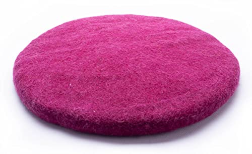 feelz Filzkissen Sitzkissen rund Filz Verschiedene pink-, lila-, beerentöne 100% Wolle 35 cm Höhe 2-3 cm Handarbeit (Beere dunkel) von feelz