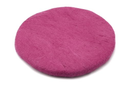 feelz Filzkissen Sitzkissen rund Filz Verschiedene pink-, lila-, beerentöne 100% Wolle 35 cm Höhe 2-3 cm Handarbeit (Fuchsia) von feelz