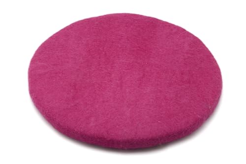 feelz Filzkissen Sitzkissen rund Filz Verschiedene pink-, lila-, beerentöne 100% Wolle 35 cm Höhe 2-3 cm Handarbeit (Himbeere) von feelz