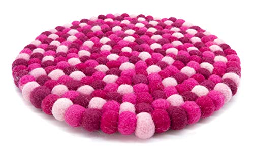 feelz Filzuntersetzer rund 22cm rosa Beere pink Handarbeit Topfuntersetzer bunt Bunte Filzkugel Untersetzer aus Filz von feelz