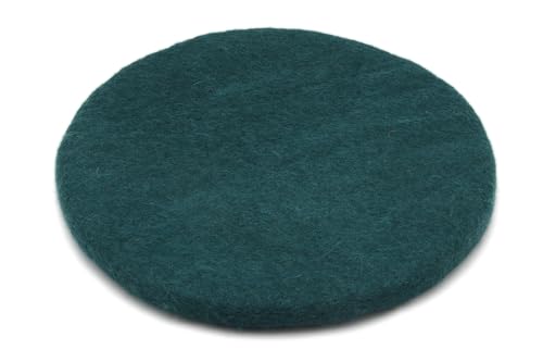 feelz Sitzkissen rund Filz Verschiedene blau-töne 100% Wolle 35 cm Höhe 2-3 cm Handarbeit (Smaragd) von feelz