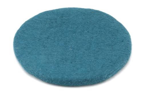 feelz Sitzkissen rund Filz Verschiedene blau-töne 100% Wolle 35 cm Höhe 2-3 cm Handarbeit (Türkis) von feelz