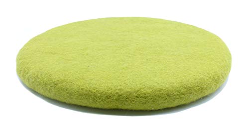 feelz Sitzkissen rund Filz Verschiedene grüntöne 100% Wolle 35 cm Höhe 2-3 cm Handarbeit (Kiwi) von feelz