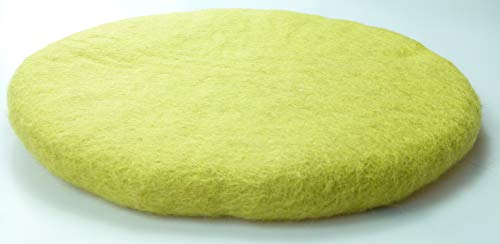 feelz Sitzkissen rund Filz Verschiedene grüntöne 100% Wolle 35 cm Höhe 2-3 cm Handarbeit (Limon) von feelz